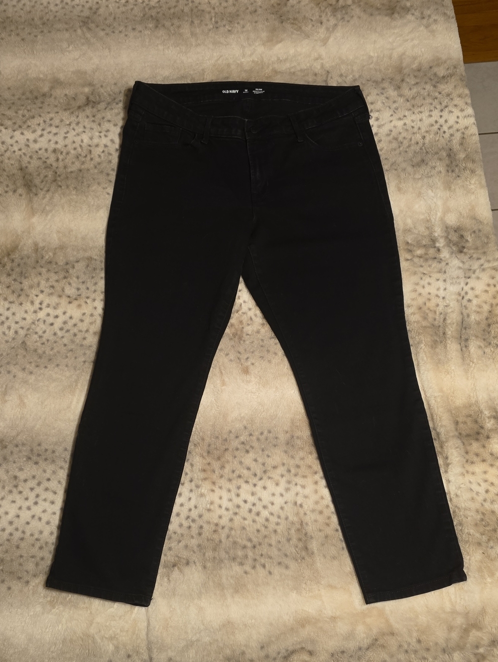 Old Navy Black Mid Rise Power Slim StraightJeans